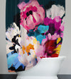 Painted Floral Shower Curtain - Pink and White Abstract Painting Print - Deja Blue Studios