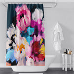 Painted Floral Shower Curtain - Pink and White Abstract Painting Print - Deja Blue Studios