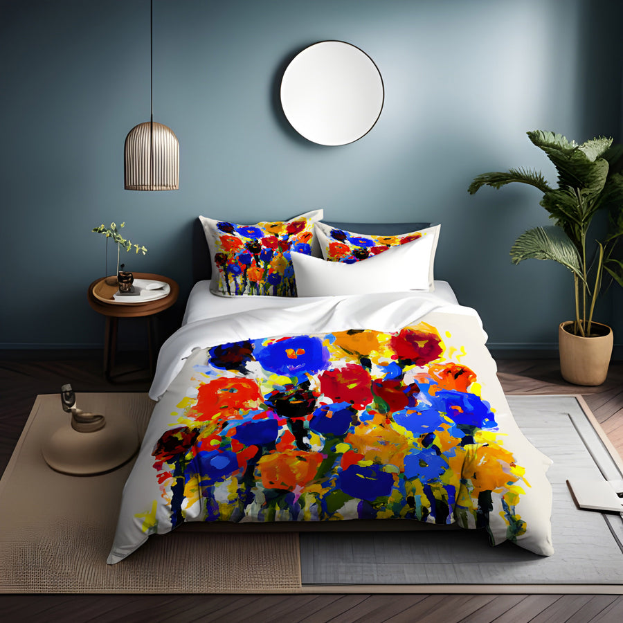 Multicolor Floral Expression Artwork Duvet Cover