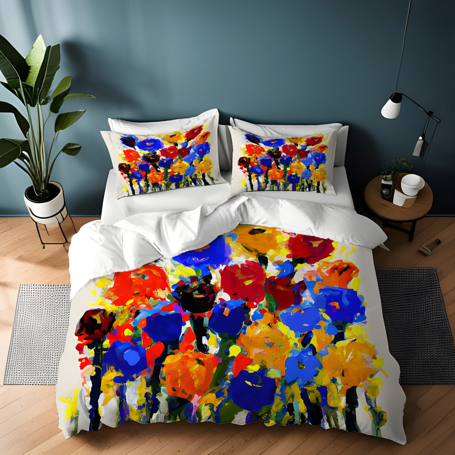 Multicolor Floral Expression Artwork Duvet Cover