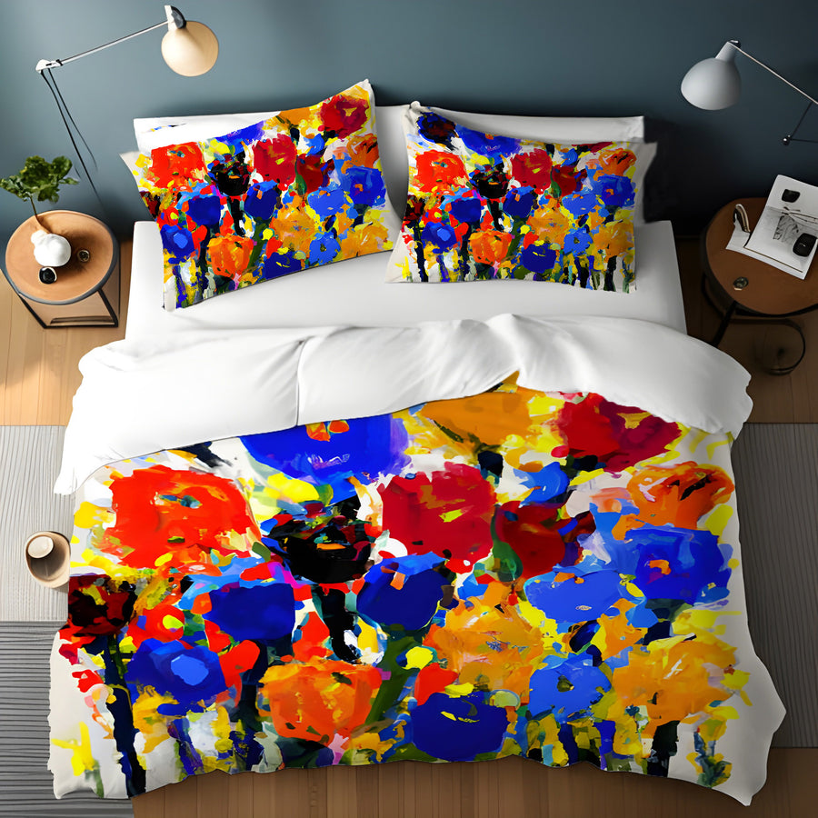 Multicolor Floral Expression Artwork Duvet Cover