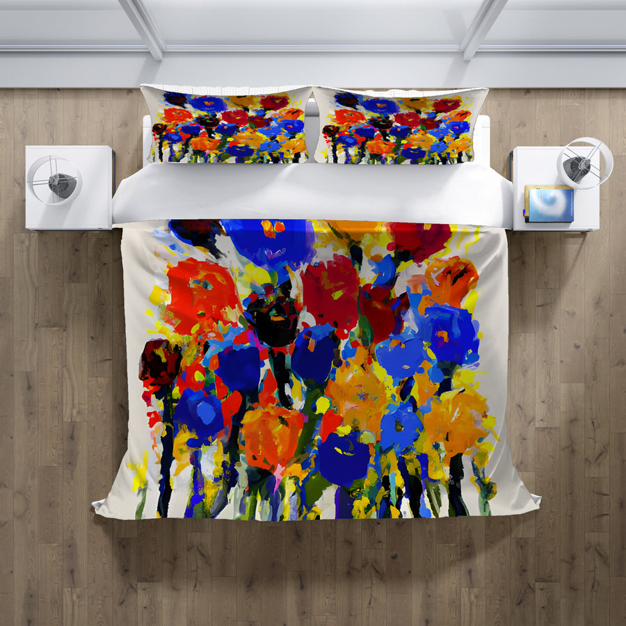 Multicolor Floral Expression Artwork Duvet Cover