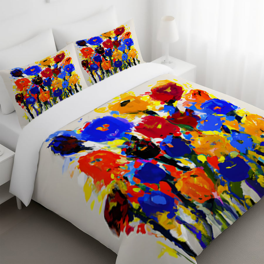 Multicolor Floral Expression Artwork Duvet Cover