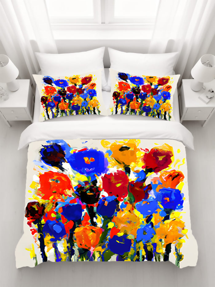 Multicolor Floral Expression Artwork Duvet Cover