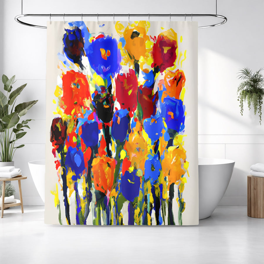 Multicolor Floral Expression Artwork Shower Curtain