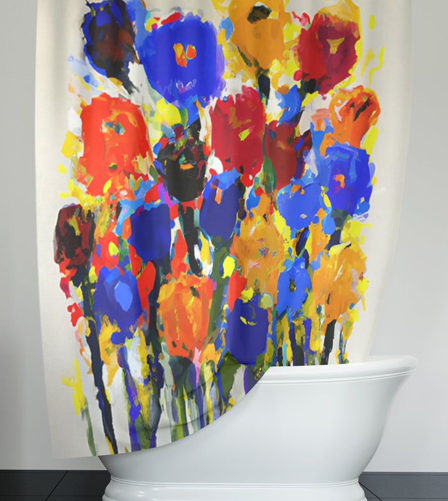 Multicolor Floral Expression Artwork Shower Curtain