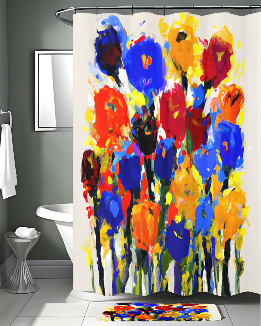 Multicolor Floral Expression Artwork Shower Curtain