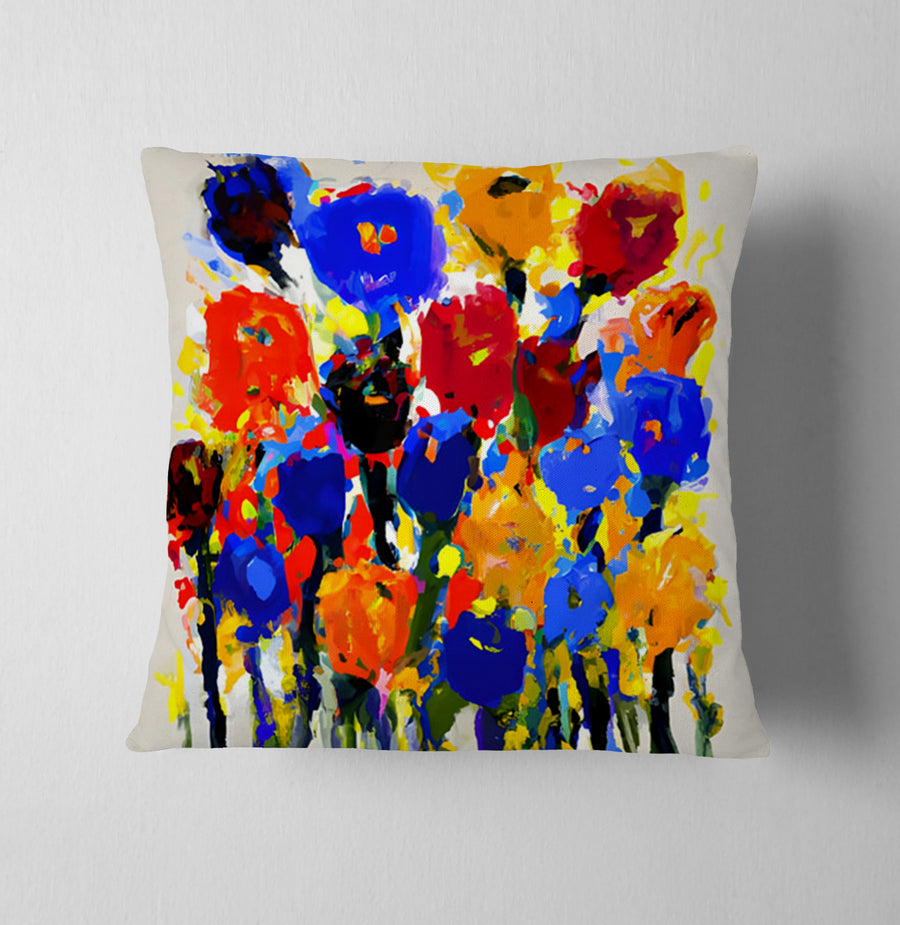 Multicolor Floral Expression Artwork Throw Pillow Cover