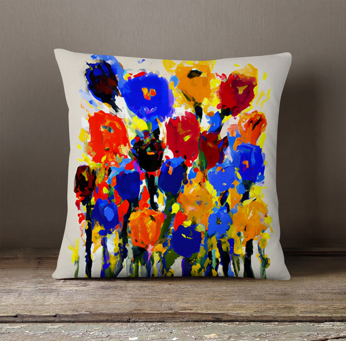Multicolor Floral Expression Artwork Throw Pillow Cover