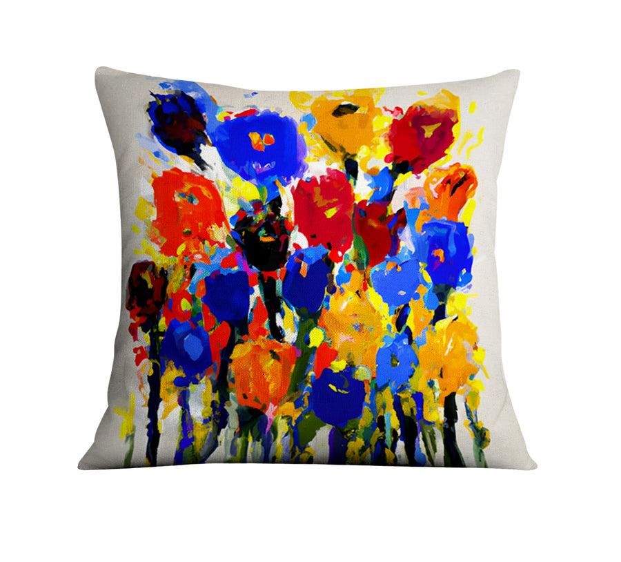 Multicolor Floral Expression Artwork Throw Pillow Cover