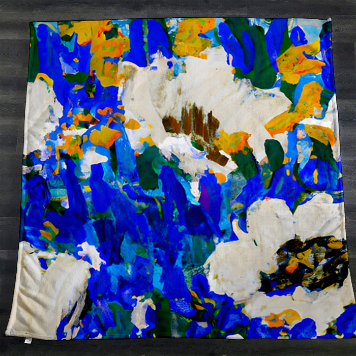 Multicolor Floral Field Artwork Fleece Sherpa Blanket