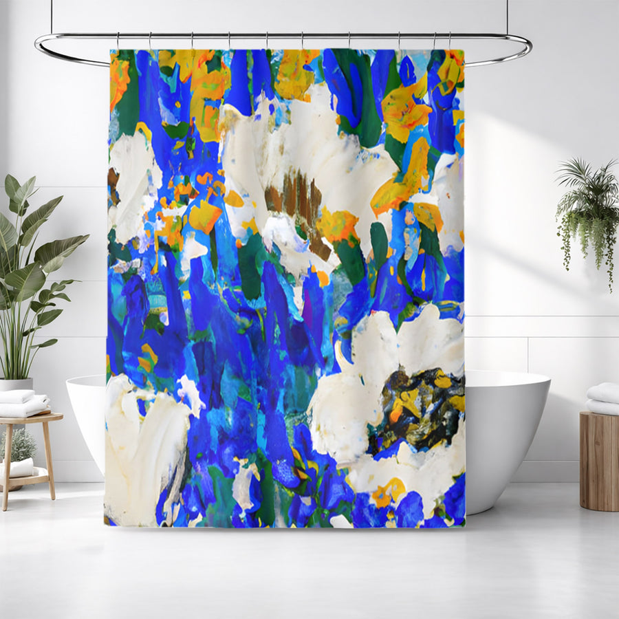 Multicolor Floral Field Artwork Shower Curtain