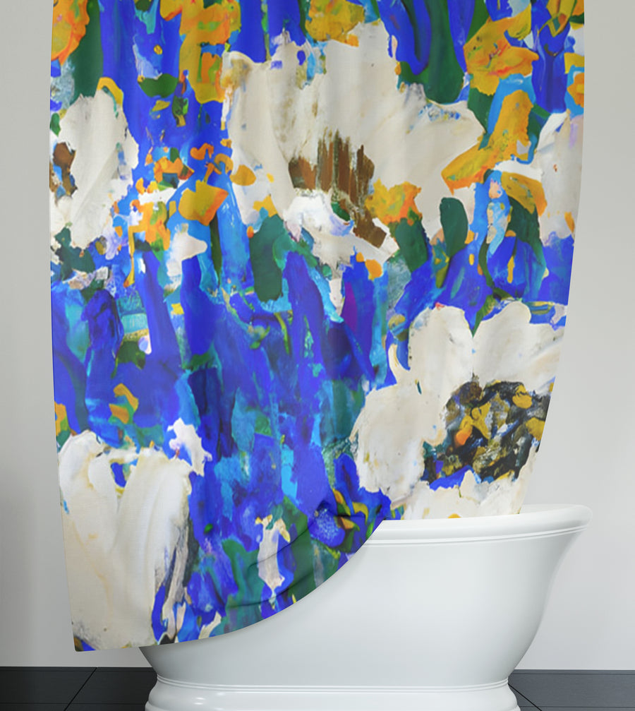 Multicolor Floral Field Artwork Shower Curtain