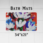Painted Floral Shower Curtain - Blue and Red Modern Floral Print - Deja Blue Studios