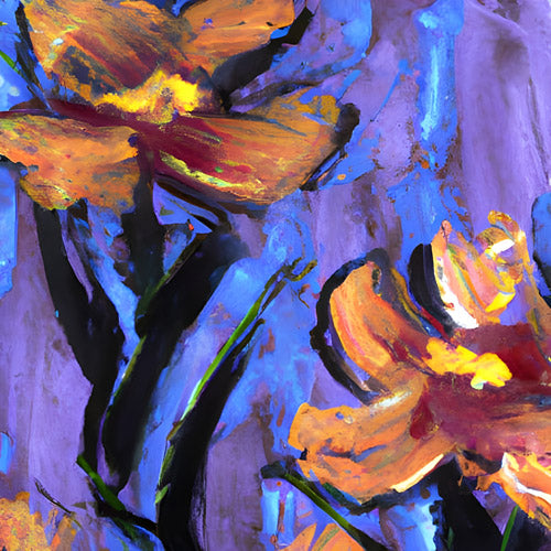 Purple and Orange Floral Expression Artwork
