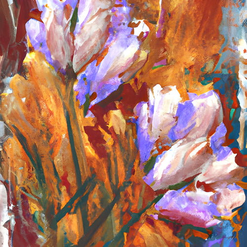 Orange and Purple Floral Garden Artwork
