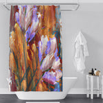 Watercolor Floral Shower Curtain - Purple, Orange, and Red Whimsical Floral Print - Deja Blue Studios