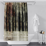 Abstract Shower Curtain - Rustic Dark Color Striped Forest - Deja Blue Studios