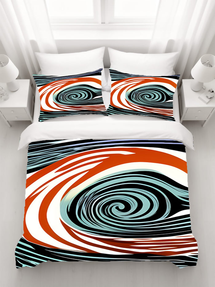 Orange and Black Spiral Abstract Pattern Duvet Cover