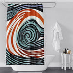 Abstract Shower Curtain - Red, White and Blue Eye of the Storm - Deja Blue Studios