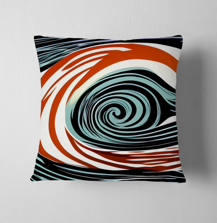 Orange and Black Spiral Abstract Pattern Throw Pillow Cover