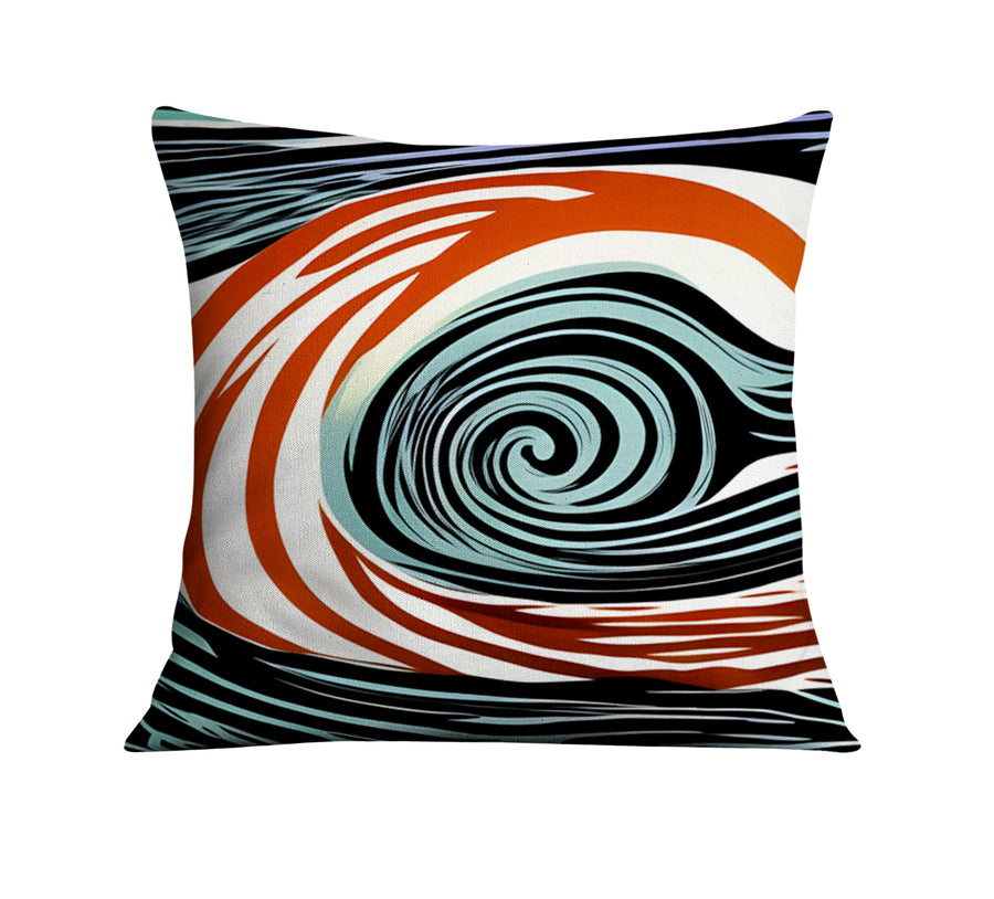 Orange and Black Spiral Abstract Pattern Throw Pillow Cover