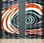 Abstract Window Curtains - Red, White and Blue Eye of the Storm - Deja Blue Studios