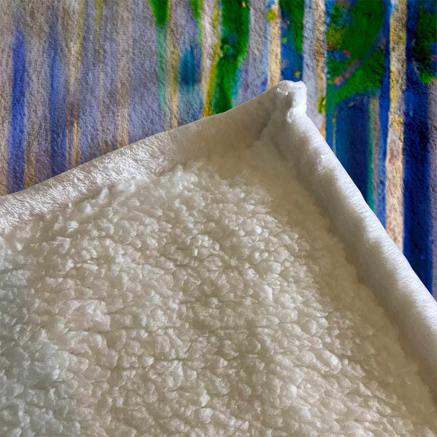 Green and Purple Vertical Drip Pattern Fleece Sherpa Blanket