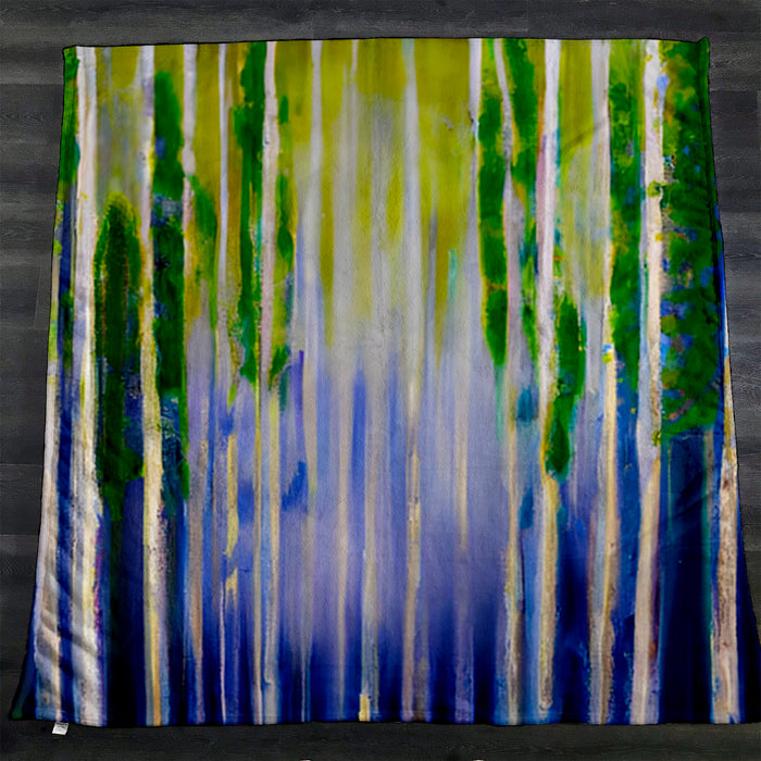 Green and Purple Vertical Drip Pattern Fleece Sherpa Blanket