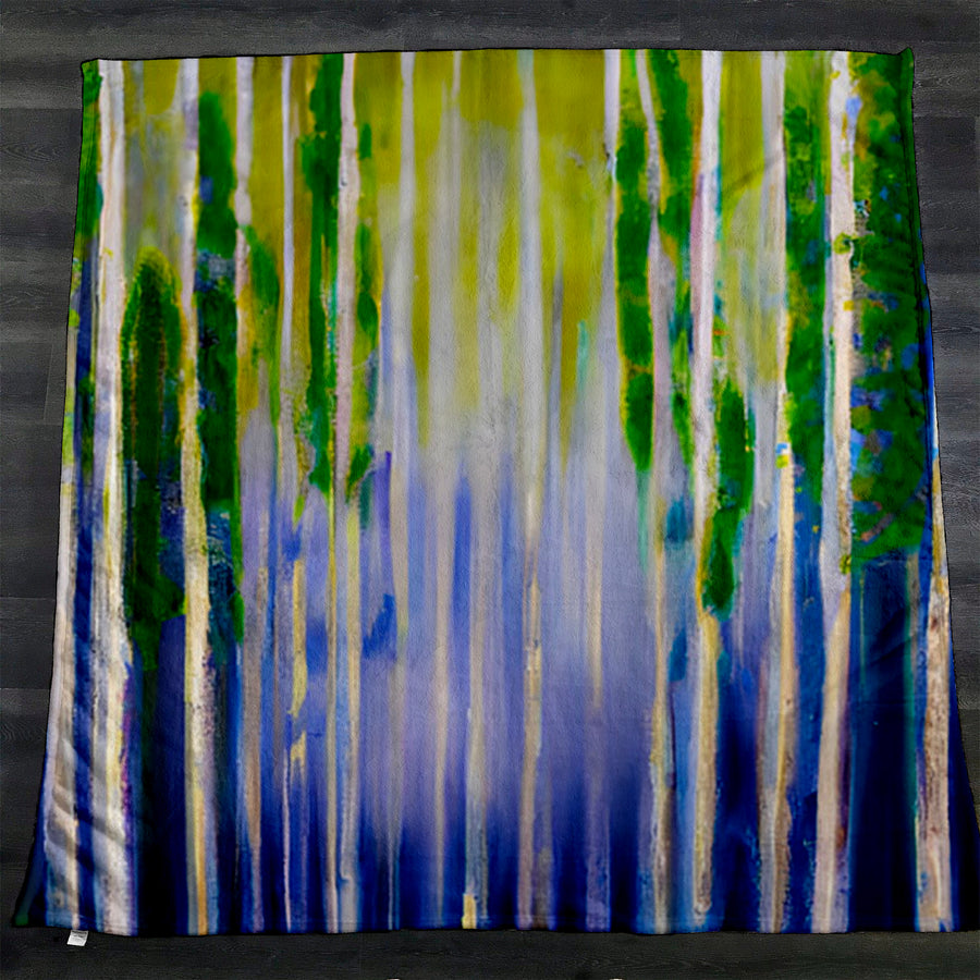 Green and Purple Vertical Drip Pattern Fleece Sherpa Blanket