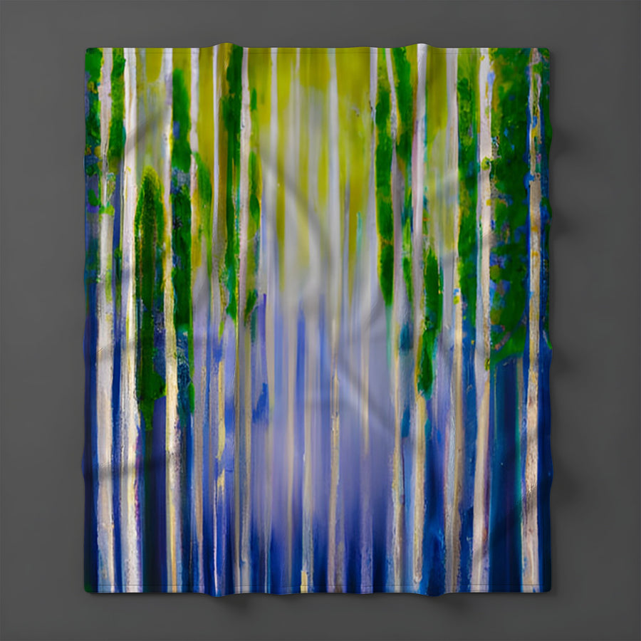 Green and Purple Vertical Drip Pattern Fleece Sherpa Blanket