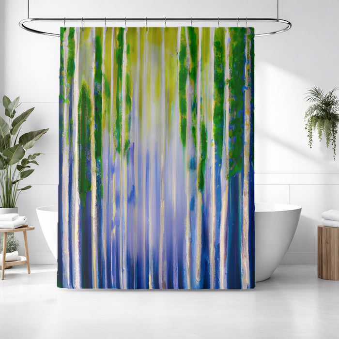 Green and Purple Vertical Drip Pattern Shower Curtain