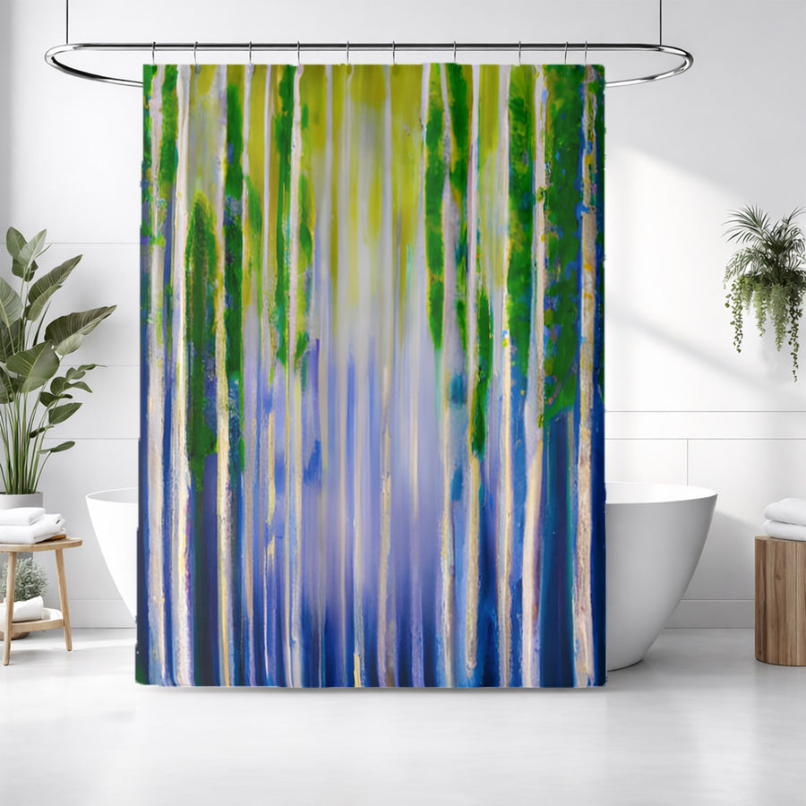Green and Purple Vertical Drip Pattern Shower Curtain