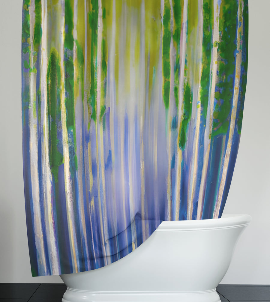 Green and Purple Vertical Drip Pattern Shower Curtain