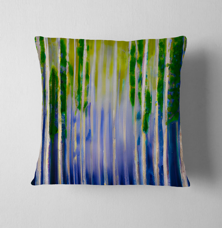 Green and Purple Vertical Drip Pattern Throw Pillow Cover
