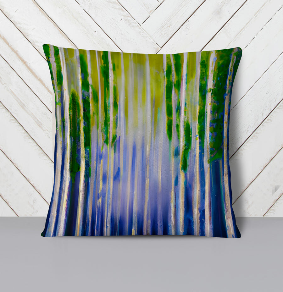 Green and Purple Vertical Drip Pattern Throw Pillow Cover