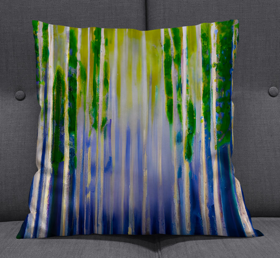 Green and Purple Vertical Drip Pattern Throw Pillow Cover