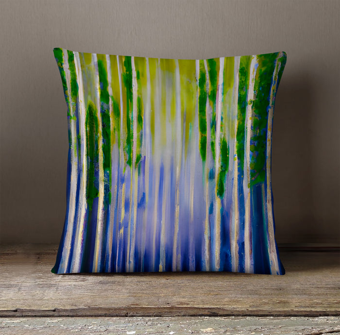 Green and Purple Vertical Drip Pattern Throw Pillow Cover