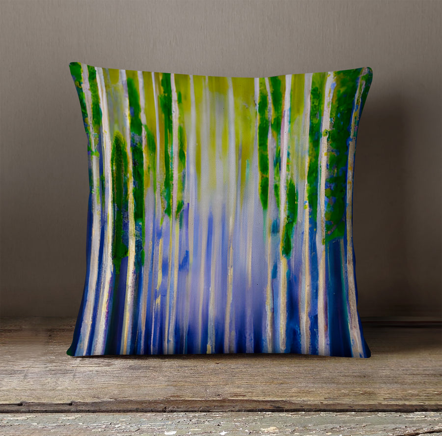Green and Purple Vertical Drip Pattern Throw Pillow Cover
