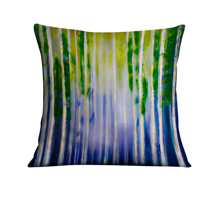 Green and Purple Vertical Drip Pattern Throw Pillow Cover