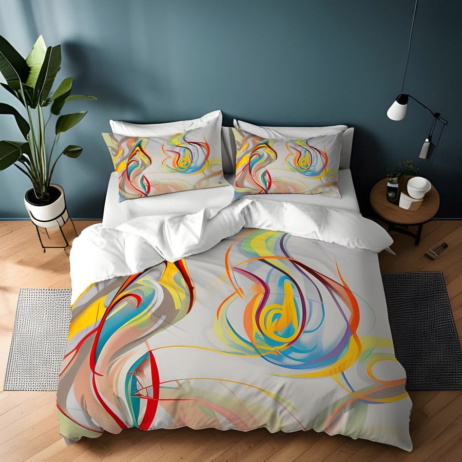 Multicolor Fluid Line Abstract Pattern Duvet Cover