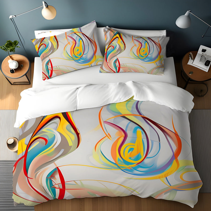 Multicolor Fluid Line Abstract Pattern Duvet Cover