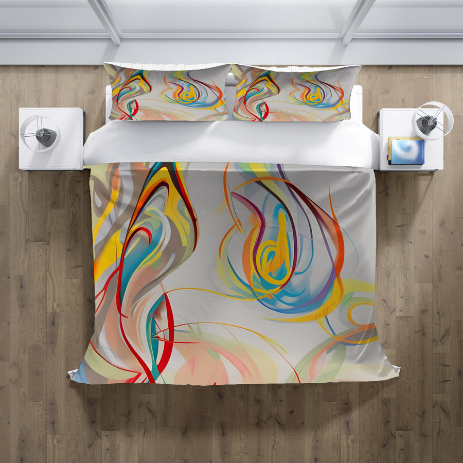Multicolor Fluid Line Abstract Pattern Duvet Cover
