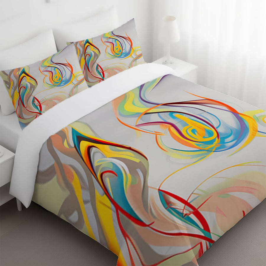 Multicolor Fluid Line Abstract Pattern Duvet Cover
