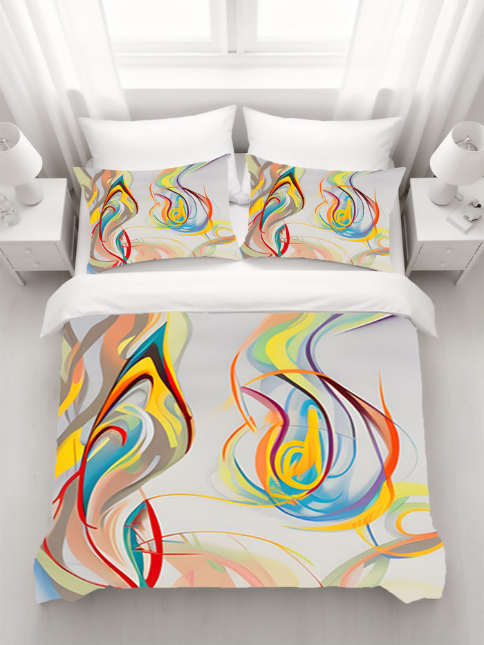 Multicolor Fluid Line Abstract Pattern Duvet Cover