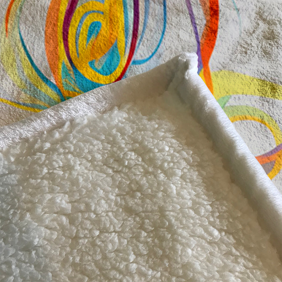 Multicolor Fluid Line Abstract Pattern Fleece Sherpa Blanket