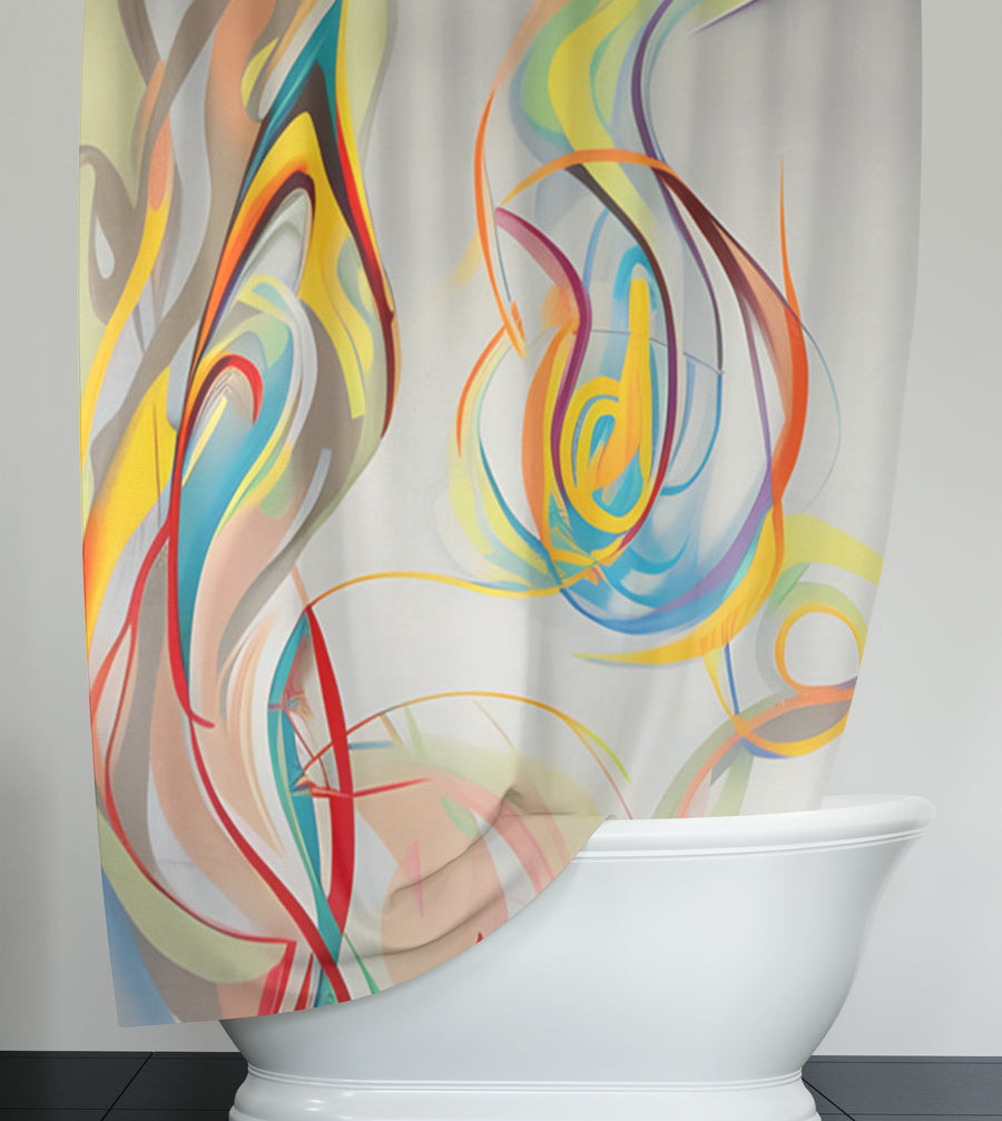 Multicolor Fluid Line Abstract Pattern Shower Curtain