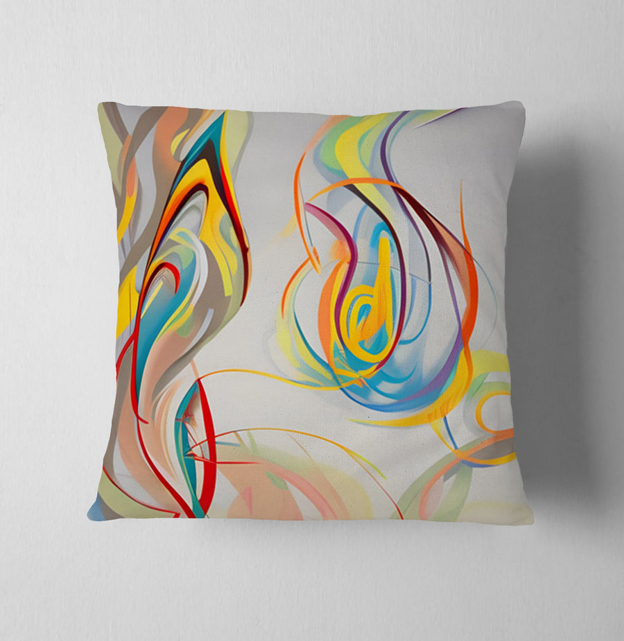 Multicolor Fluid Line Abstract Pattern Throw Pillow Cover