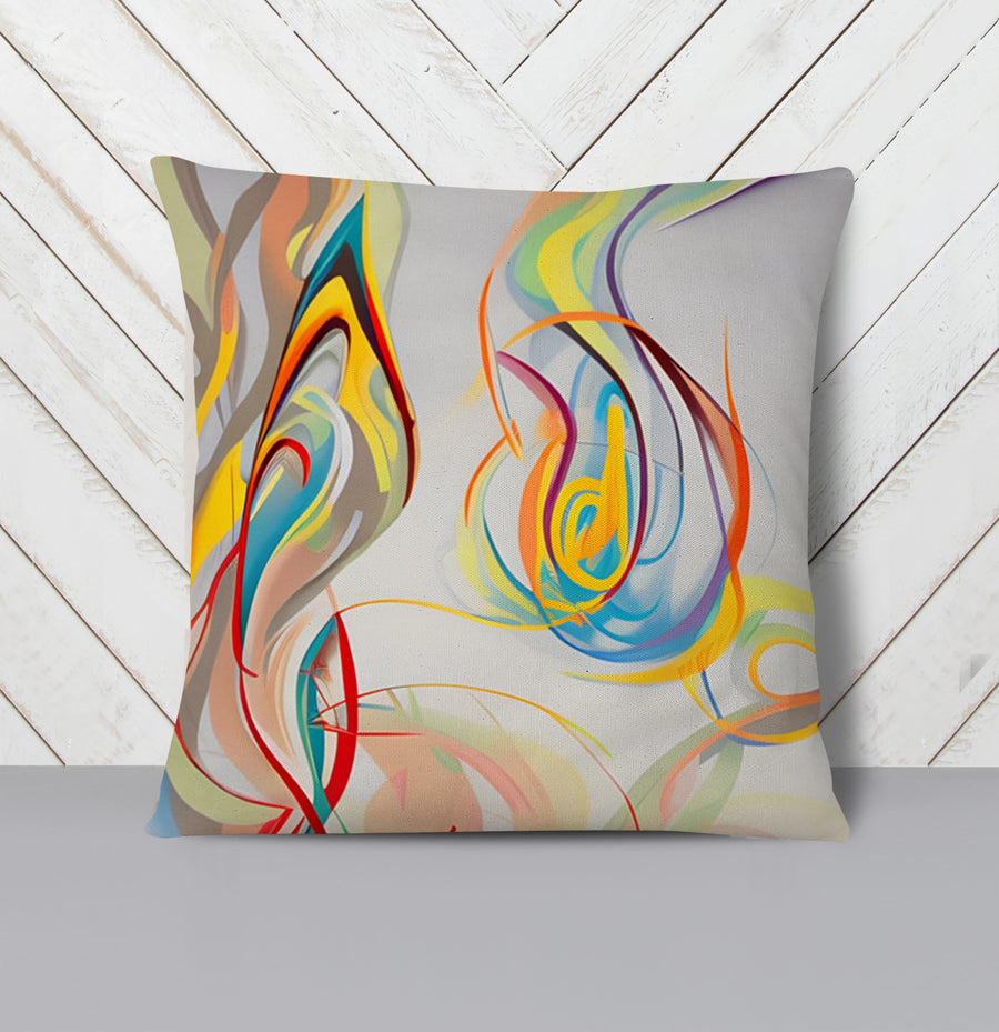 Multicolor Fluid Line Abstract Pattern Throw Pillow Cover