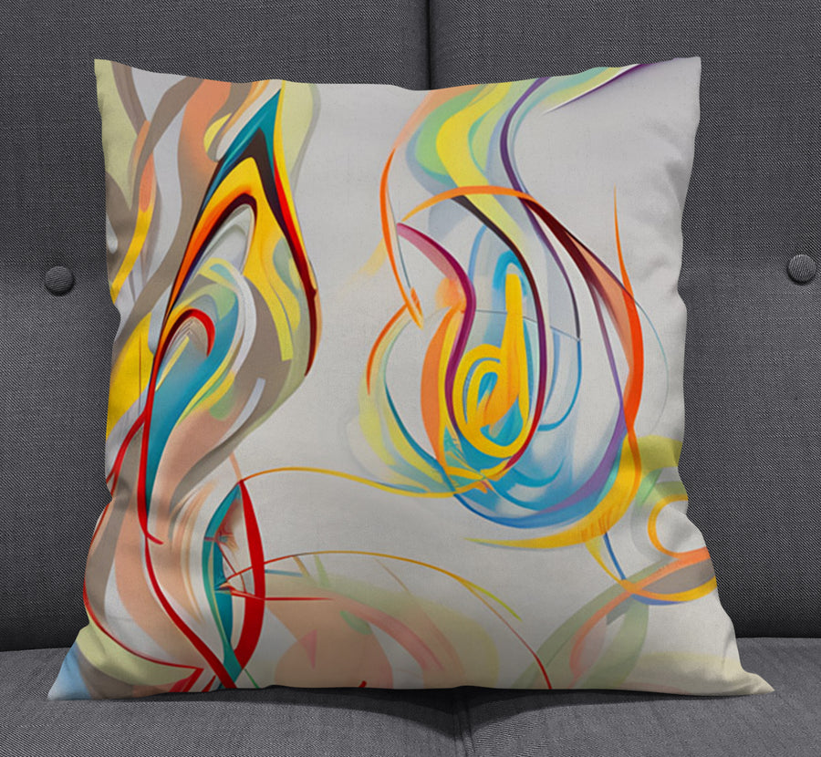 Multicolor Fluid Line Abstract Pattern Throw Pillow Cover